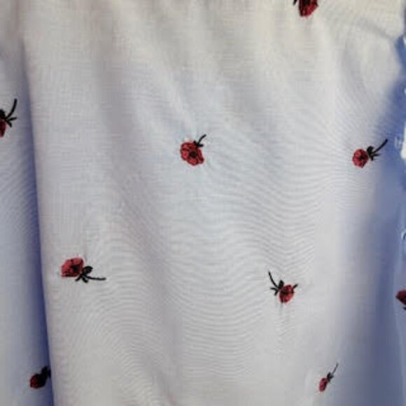 NWT LOFT Embroidered Rose Puff Sleeve Blouse Light Blue Size M - Picture 4 of 8